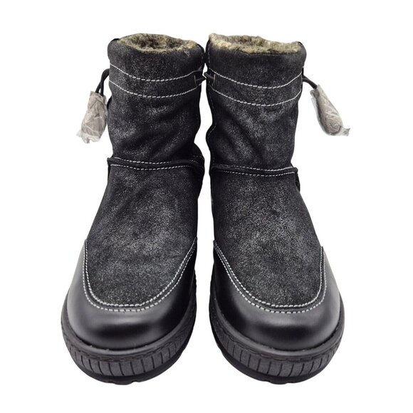 OTBT Women's Snow Boots Size 6 M Black Fanfare Reversible Spikes Leather Textil - Picture 1 of 12